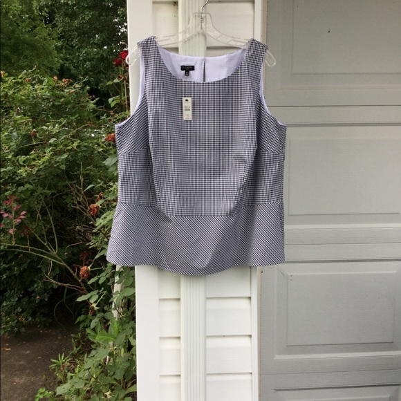 NWT Talbots Navy & White Peplum Blouse Hidden Zip - Picture 3 of 4